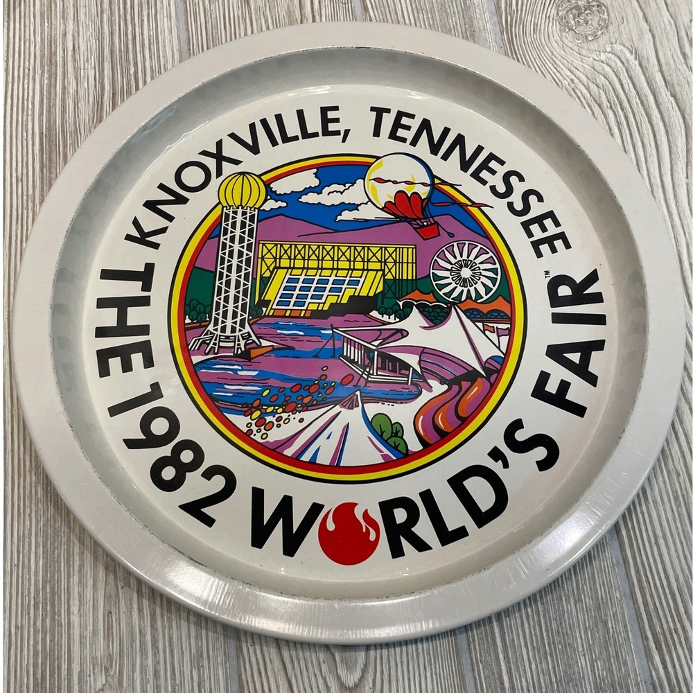Vintage 1982 World's Fair Knoxville Tennessee Metal Souvenir Tray 13.25"